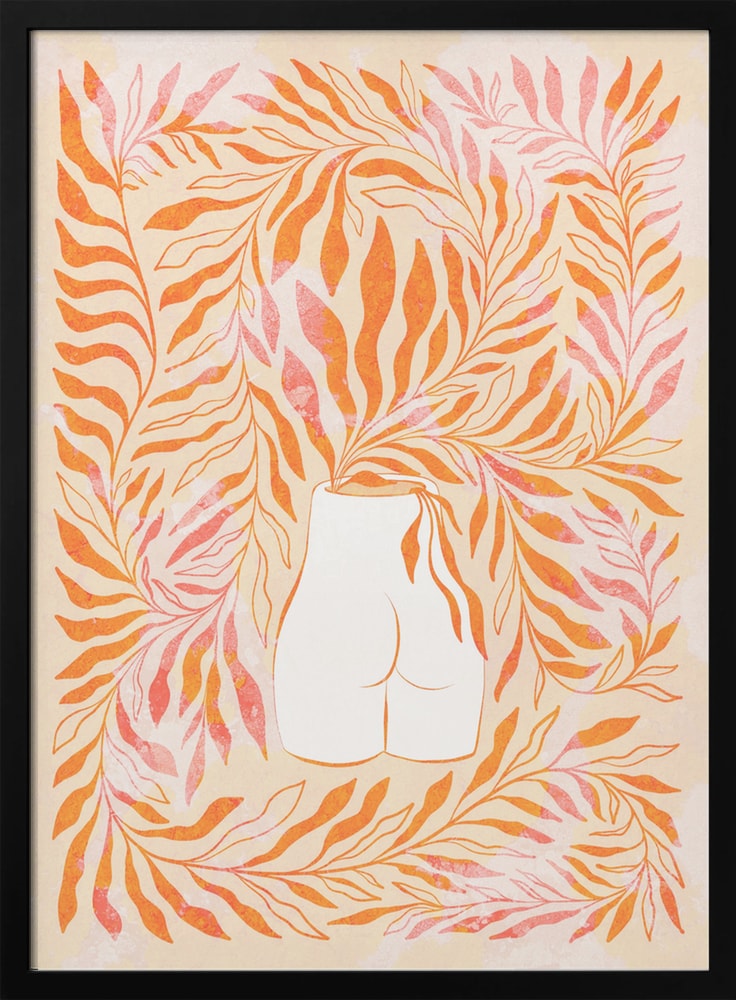 Silhouette mit orangen Blättern