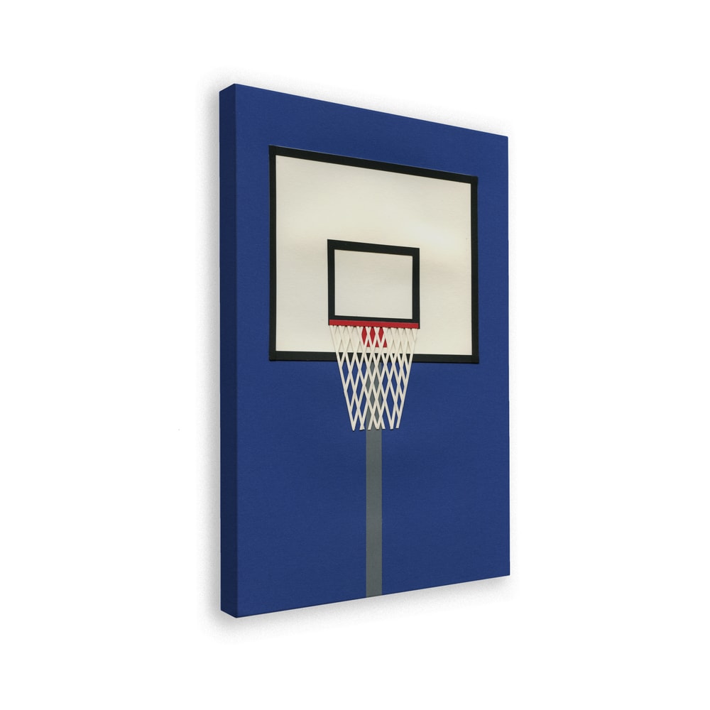 Grafische Illustration eines Basketballkorbs vor dunkelblauem Hintergrund