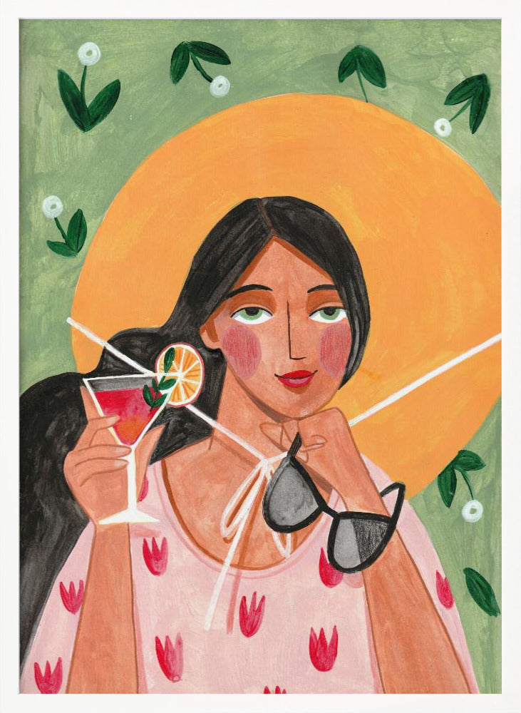 Abstract Modern Bohemian Woman with Cocktail