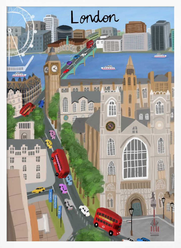 London City with View of the Thames River and Big Ben by Artist Carla Daly