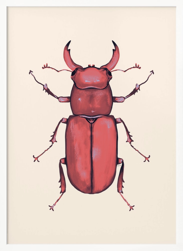 Illustration eines roten Hirschkäfers auf hellem Hintergrund
