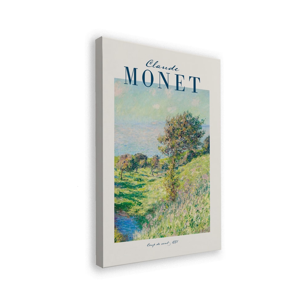 Ausstellungsplakat Claude Monet mit dem Gemälde Windstoß, dunkelblauer Schriftzug
