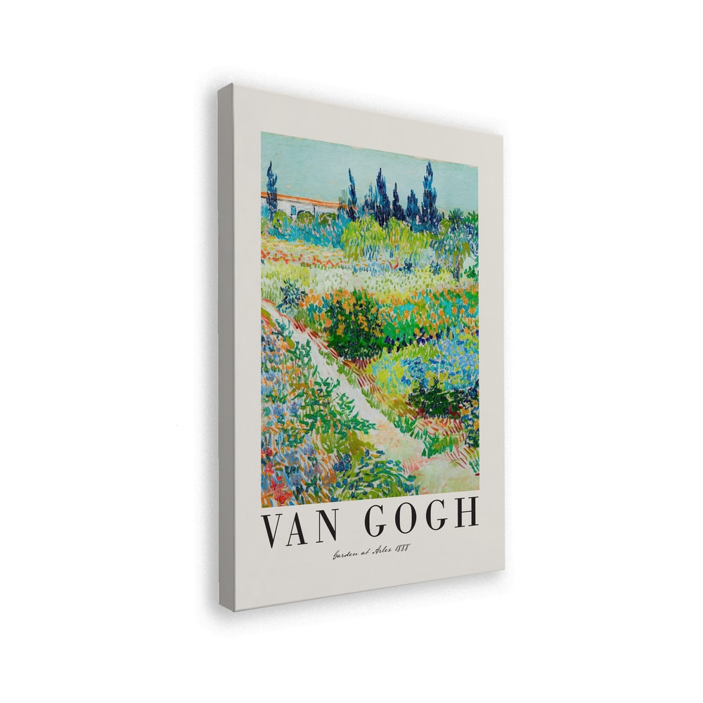 Ausstellungsplakat Vincent van Gogh mit dem Gemälde Garten in Arles, Schriftzug unten