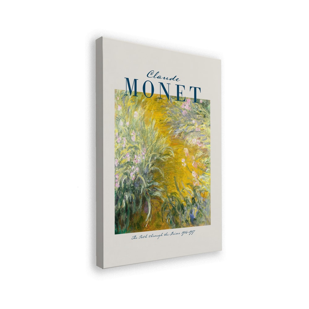 Ausstellungsplakat Claude Monet mit dem Gemälde Der Weg durch die Iris, blauer Schriftzug
