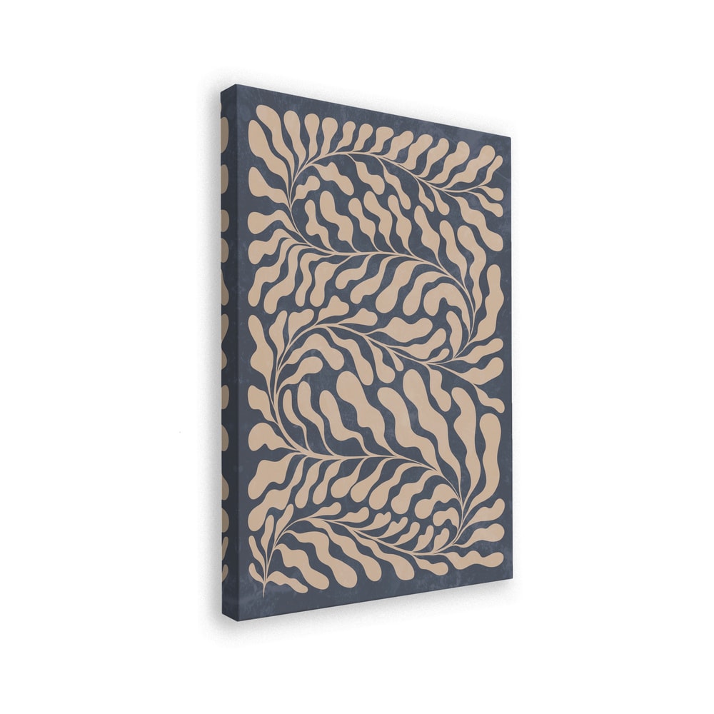 Blättermuster Beige auf Blau