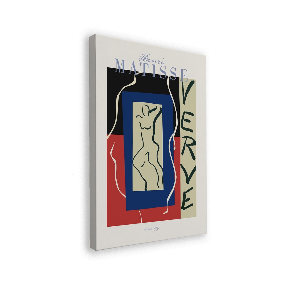 Ausstellungsplakat Henri Matisse mit tanzender Figur in blauem Rahmen und Schriftzug Verve