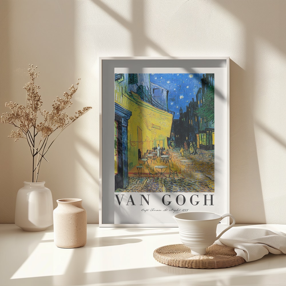 Ausstellungsplakat Vincent van Gogh mit dem Gemälde Caféterrasse am Abend