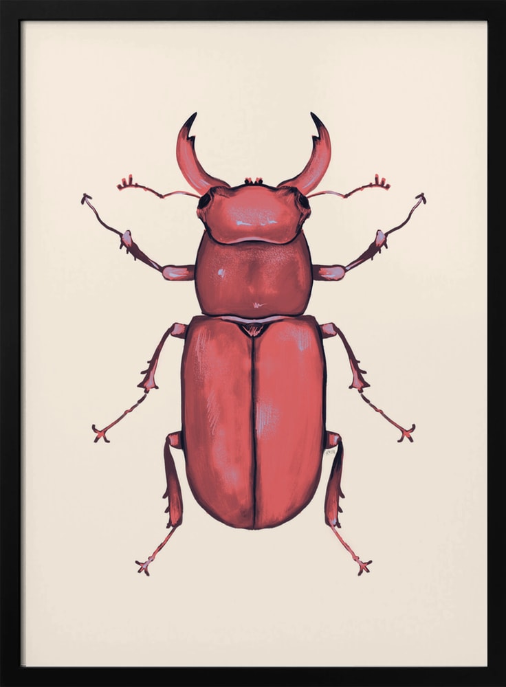 Illustration eines roten Hirschkäfers auf hellem Hintergrund