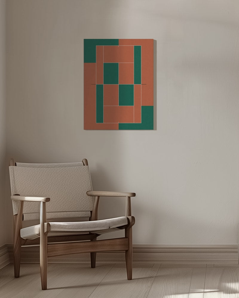 Grafische Draufsicht eines Tennisplatzes in Terrakotta und Grün