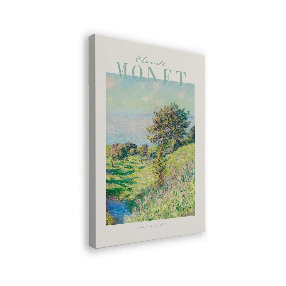 Ausstellungsplakat Claude Monet mit dem Gemälde Windstoß, mintfarbener Schriftzug