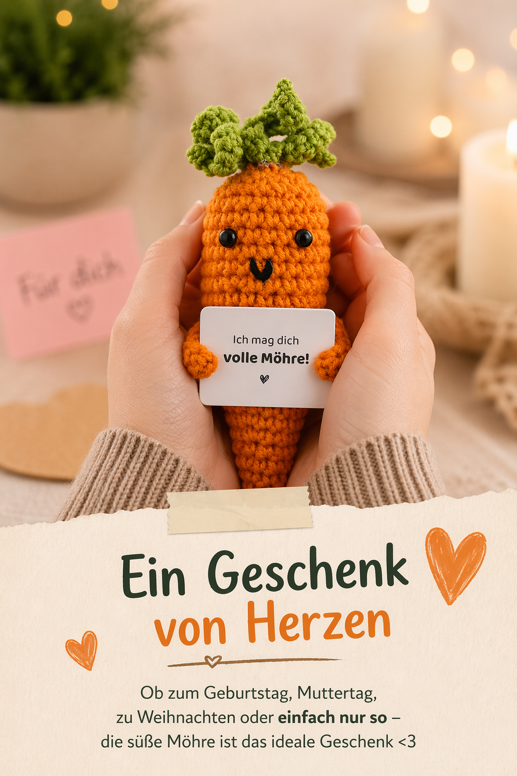 "Veggie Buddies": Cute Crocheted Carrot Figurine