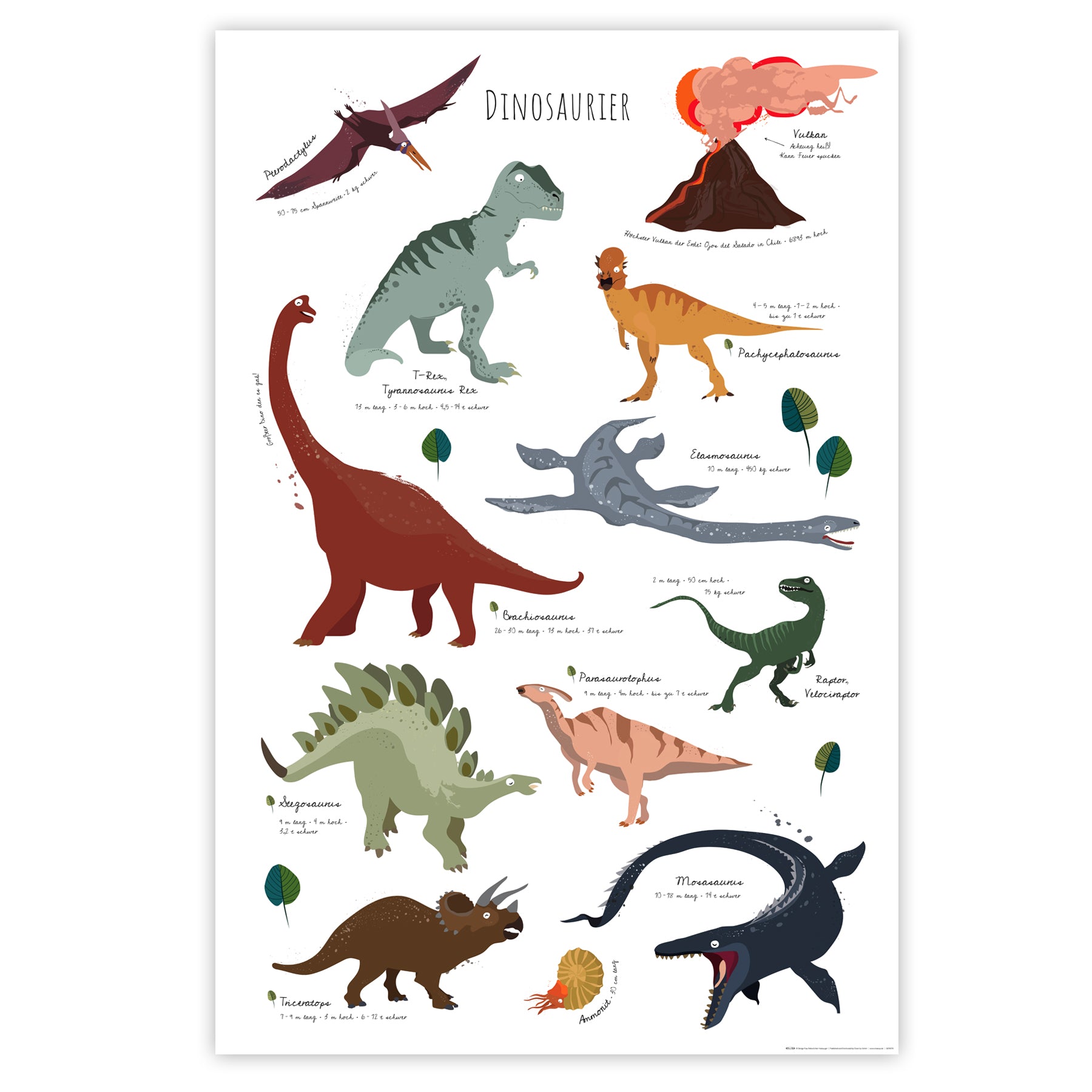 Dinosaurier Poster Lernposter 61 x 91,5 cm