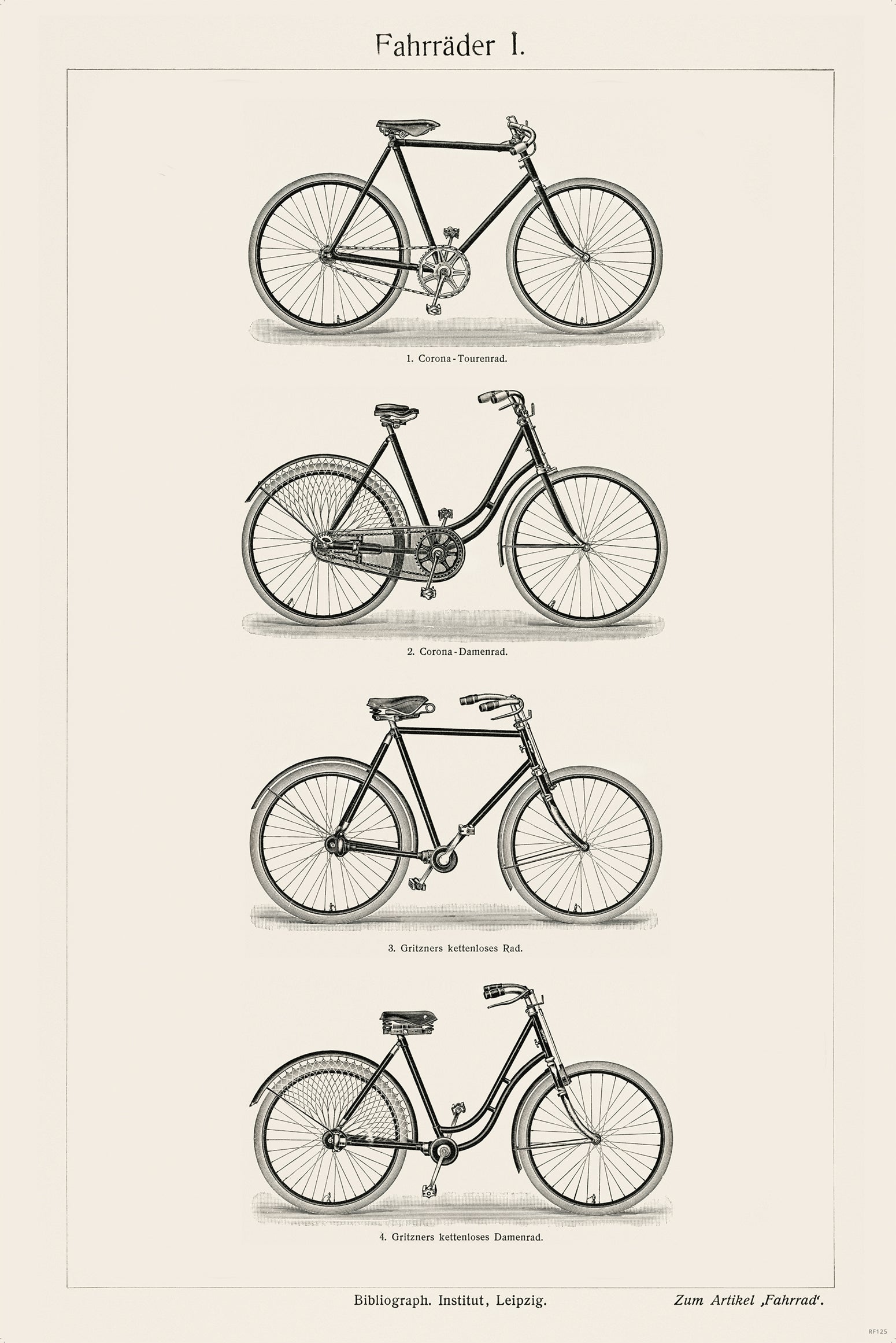 damenfahrrad leipzig Fahrräder I. Poster Bibliograph. Institut, Leipzig