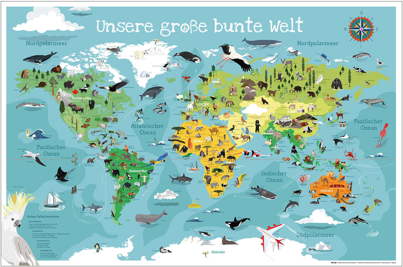 Kinder-Weltkarte XL Poster Beige Version