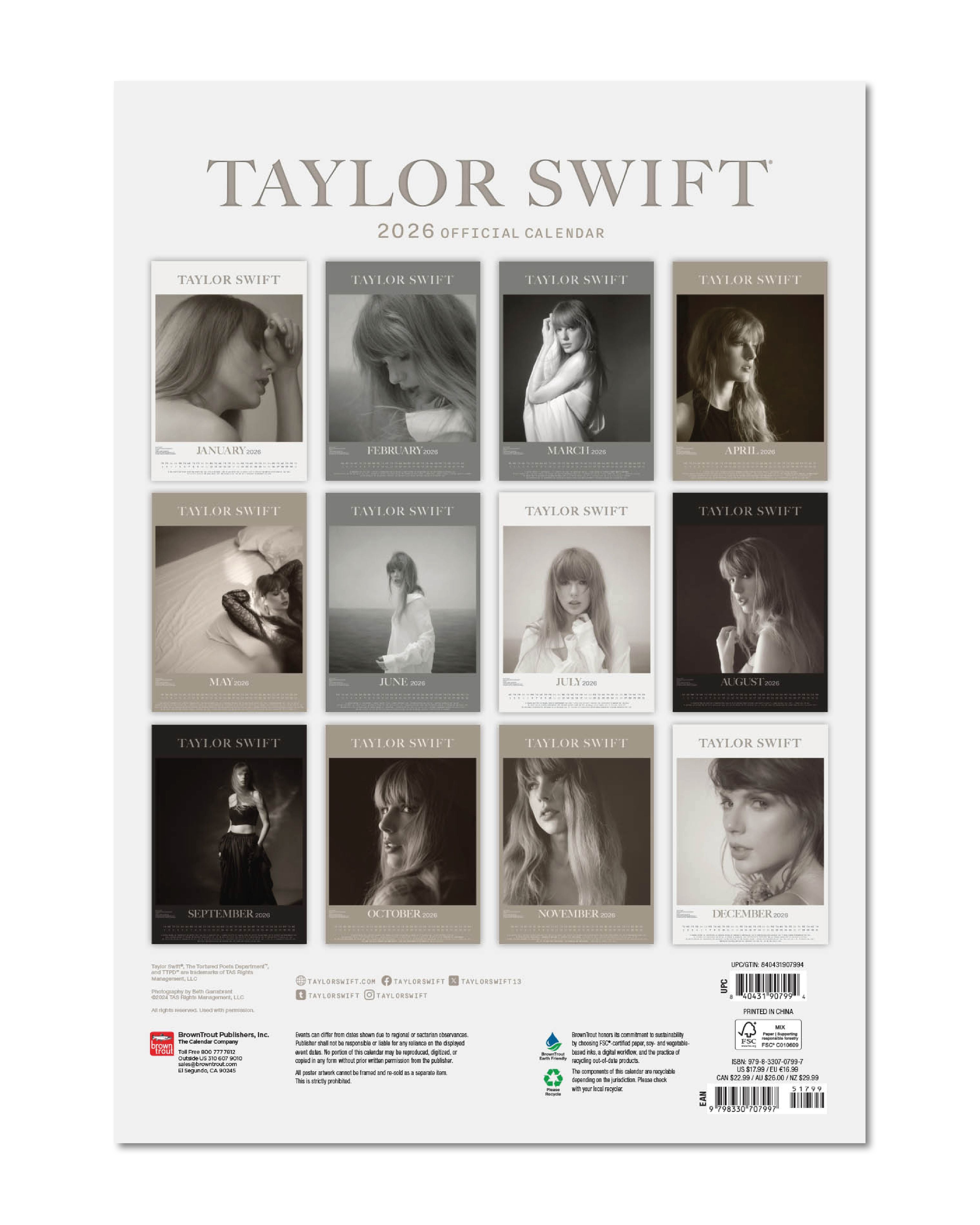 Taylor Swift Calendar 2026 DIN A3