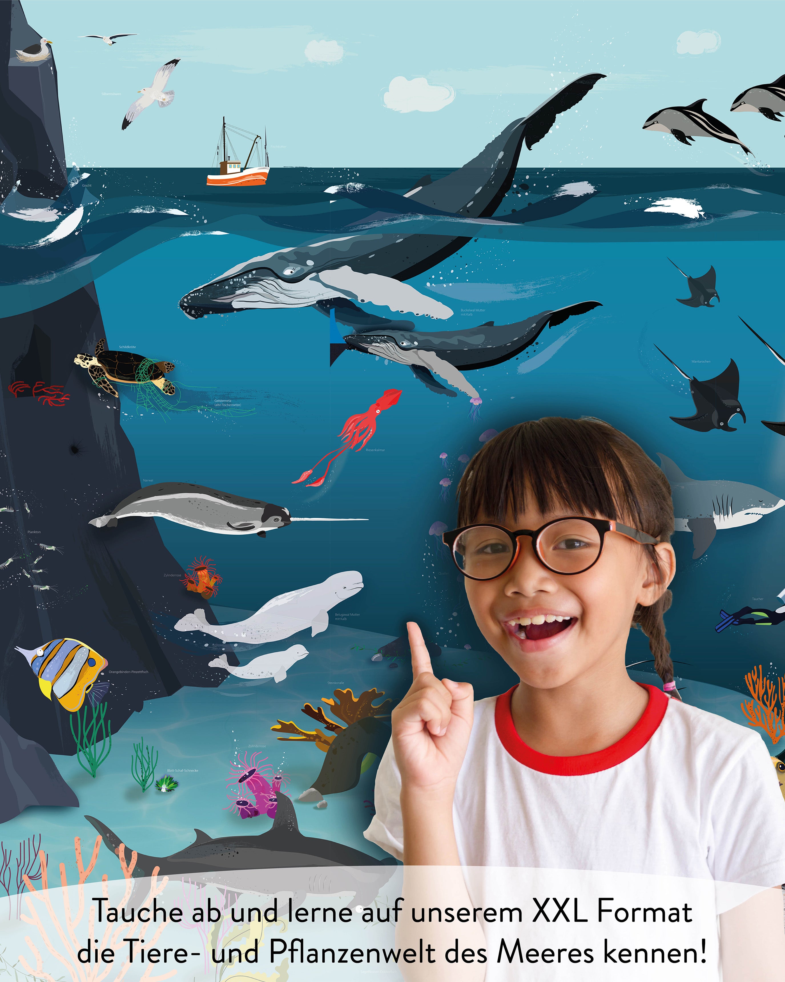 Unterwasserwelt für Kinder 250 gr. Papier, 140 x 100 cm
