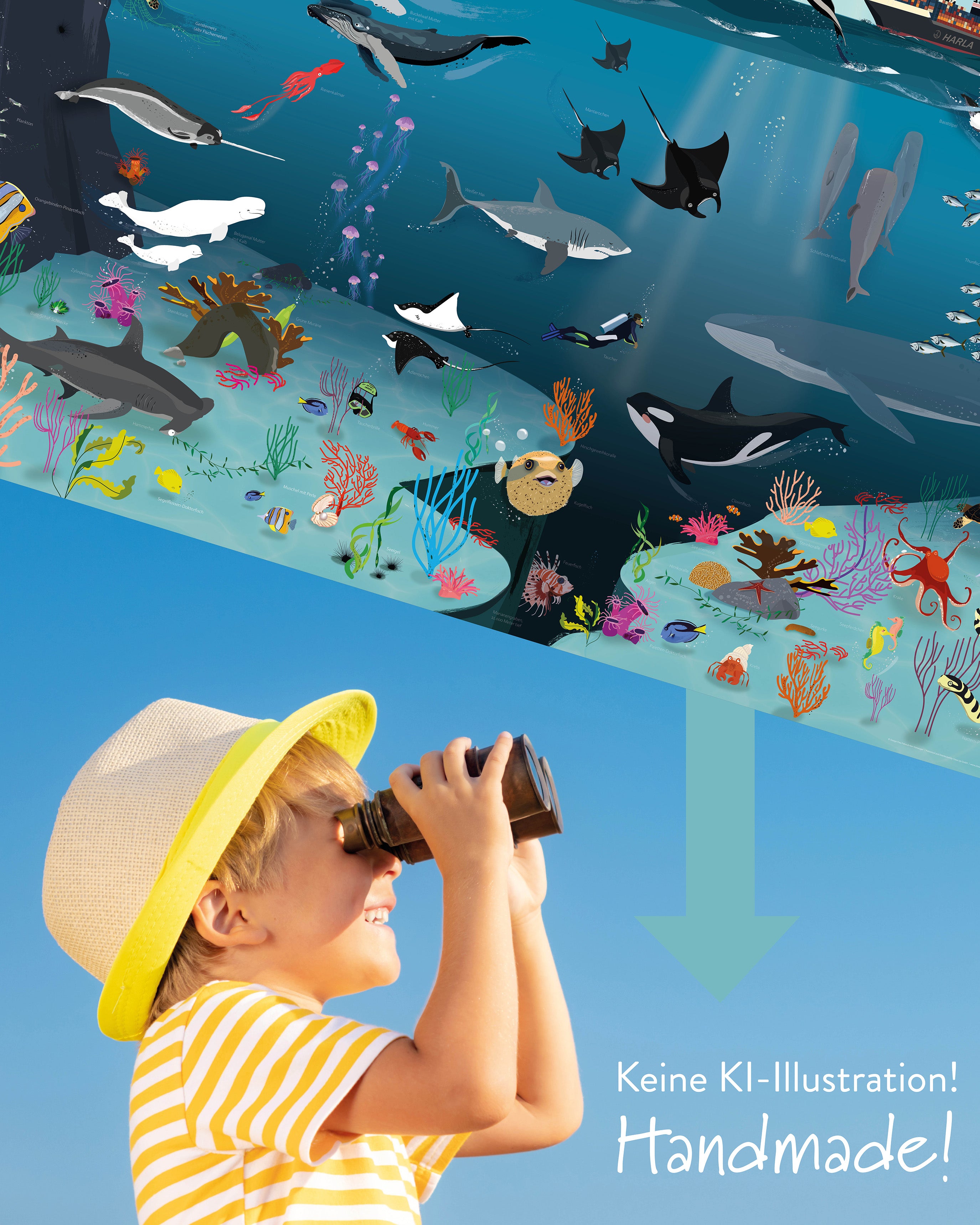 Unterwasserwelt für Kinder 250 gr. Papier, 140 x 100 cm