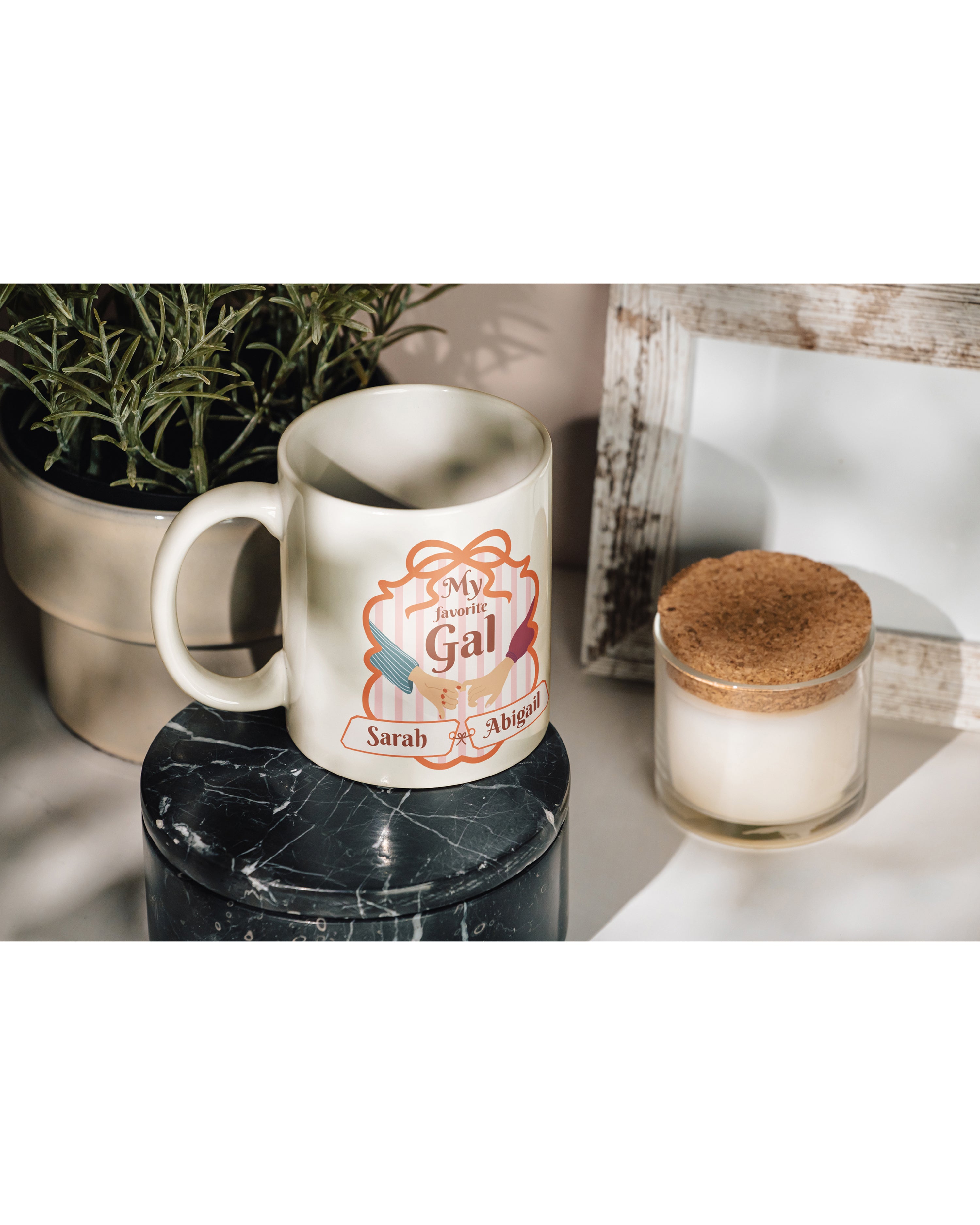 My favorite Gal Tasse - beste Freundinnen mit Wunschnamen - Inclusive Design Black and White Friends / Besties - 330 ml