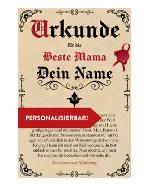 Muttertags Urkunde | Personalisierbar mit Wunschnamen | 20x30