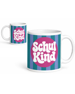Schulkind Tasse 180 ml - mit 'Schulkind' Aufschrift - mit Streifen Design