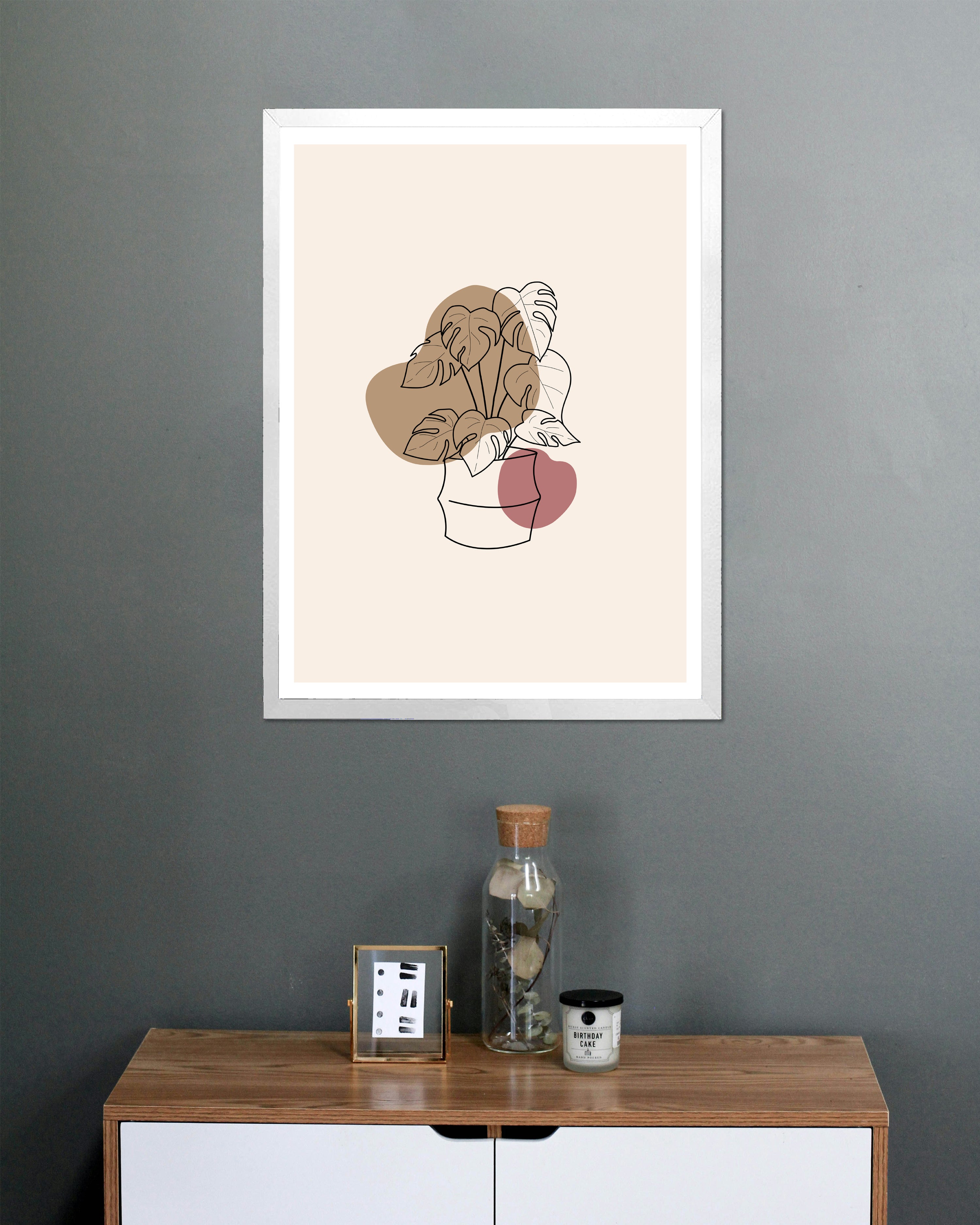 Cadre affiche 45 x 60 cm décor bois blanc