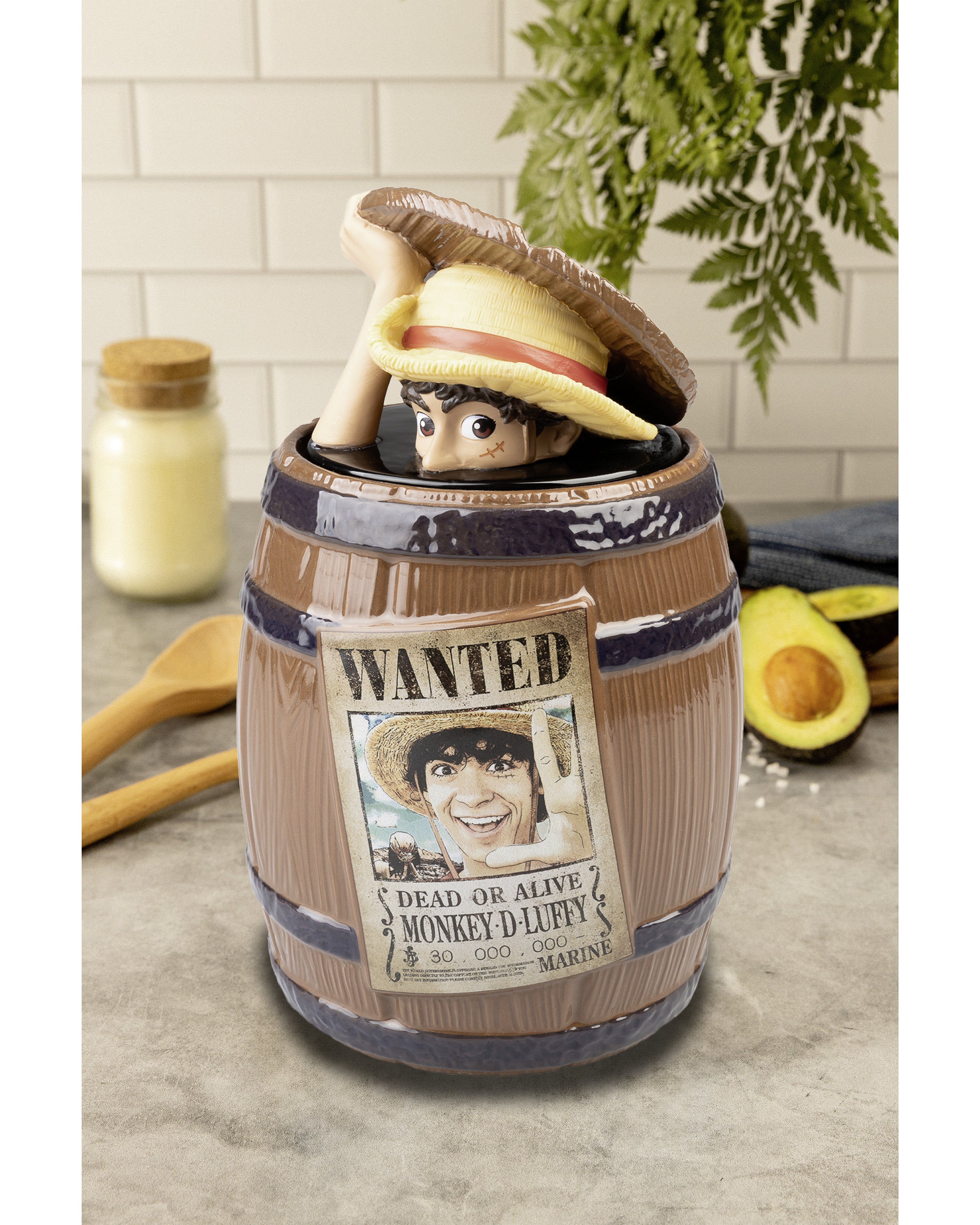 One Piece Keksdose Wanted Monkey D. Luffy Faß Barrel