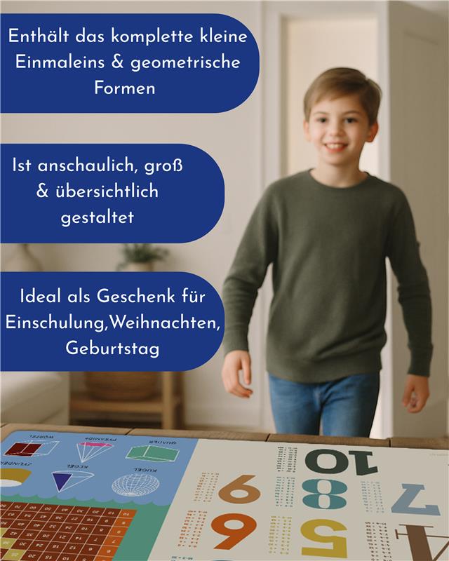 Schreibtischunterlage Das kleine 1x1 für Kinder