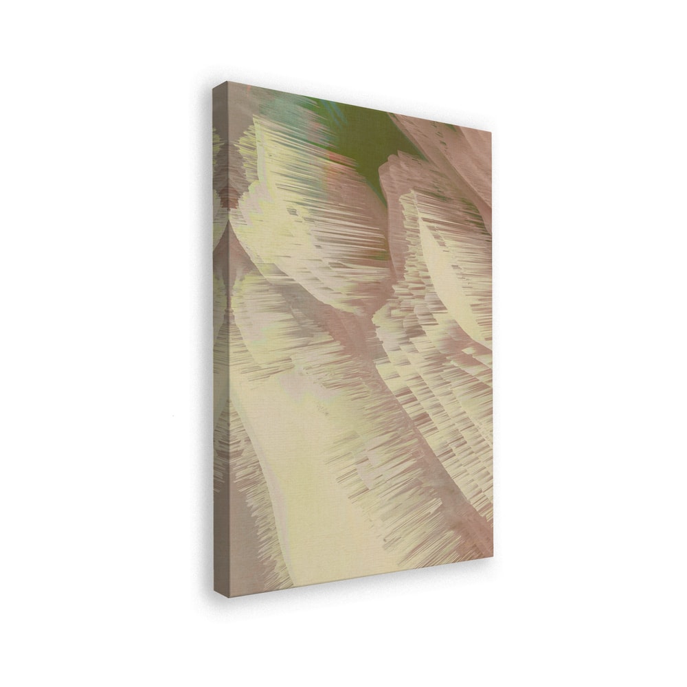 Abstrakte diagonale Wellen in Creme, Rosé und Grün