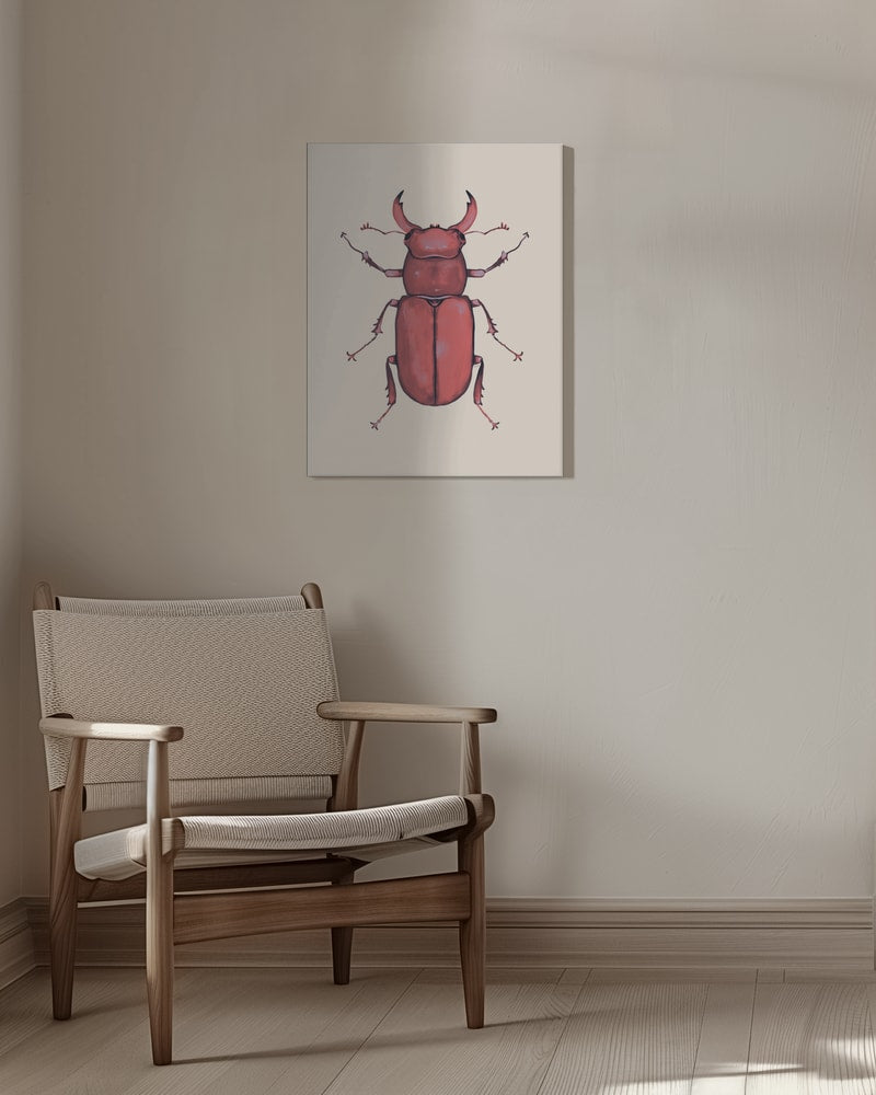 Illustration eines roten Hirschkäfers auf hellem Hintergrund