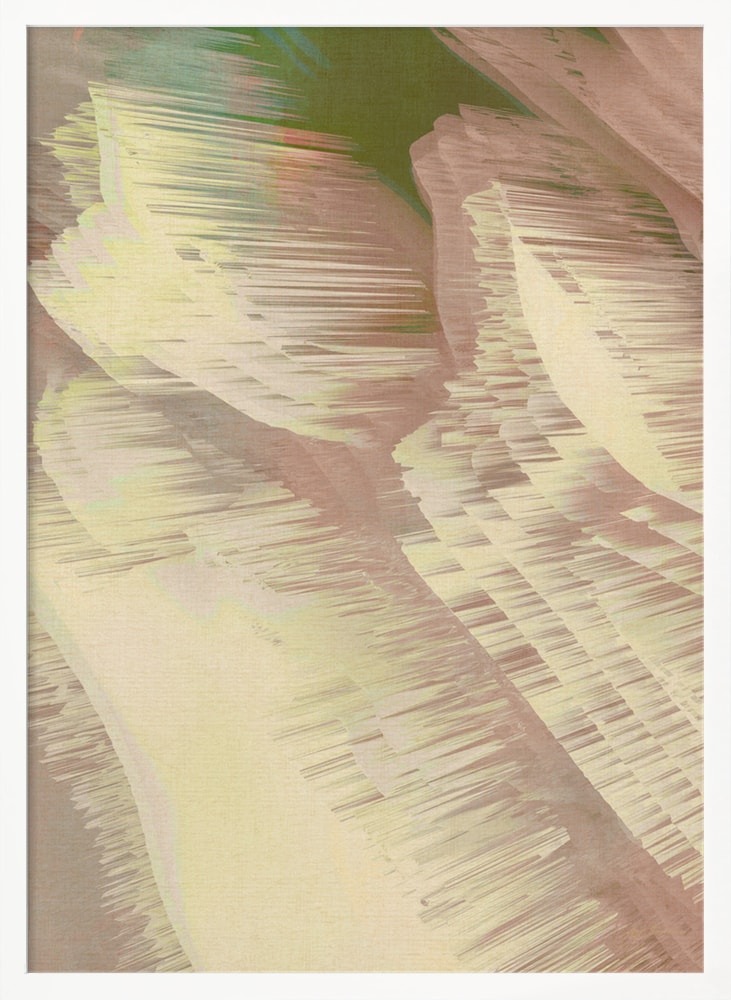 Abstrakte diagonale Wellen in Creme, Rosé und Grün