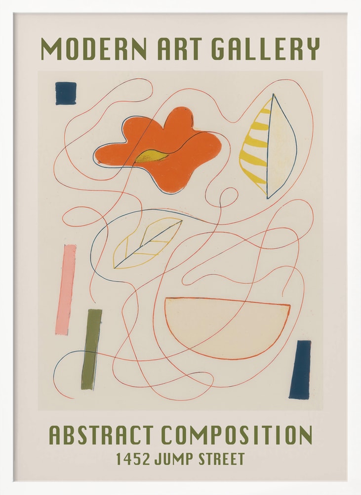 Ausstellungsplakat Modern Art Gallery mit abstrakten Linien und Formen auf Creme