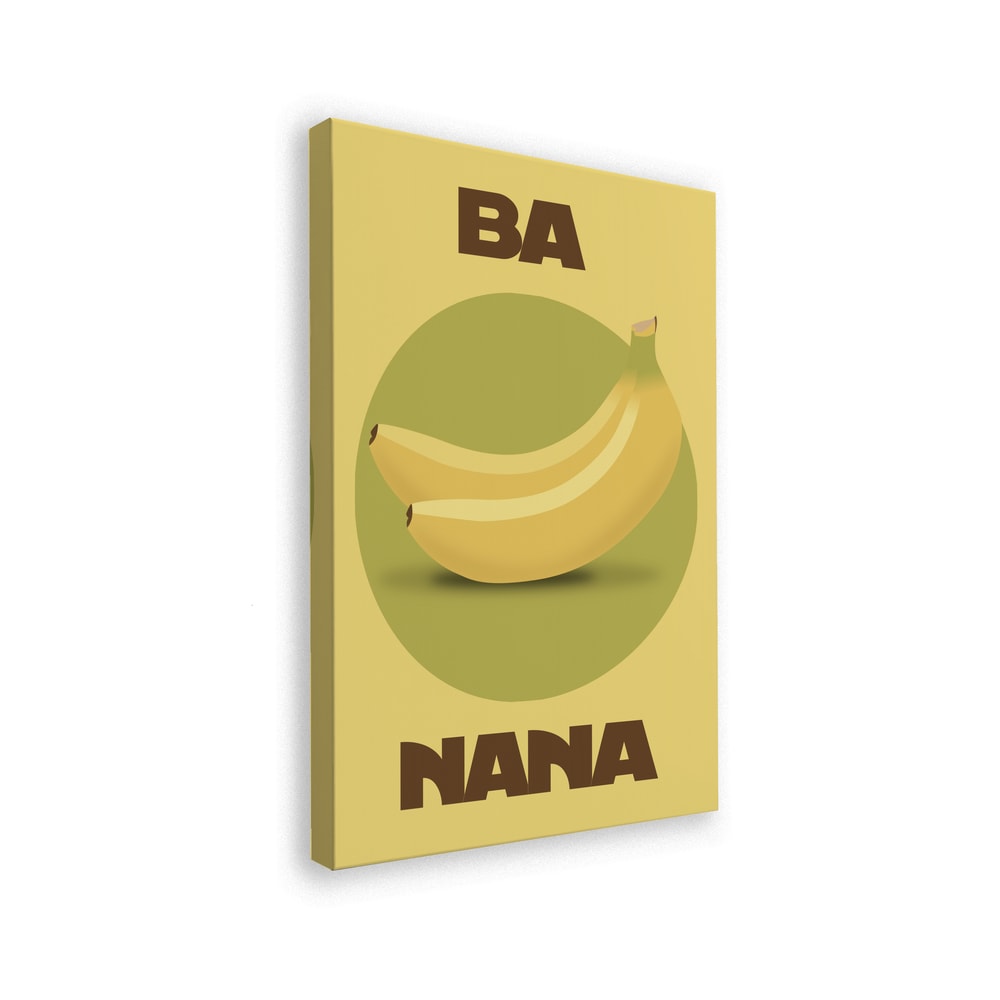 Zwei Bananen auf grünem Kreis mit Schriftzug Ba Nana auf gelbem Hintergrund