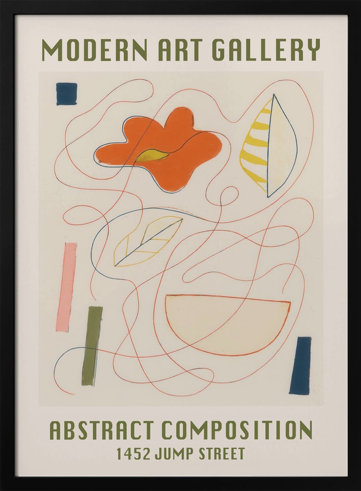 Ausstellungsplakat Modern Art Gallery mit abstrakten Linien und Formen auf Creme