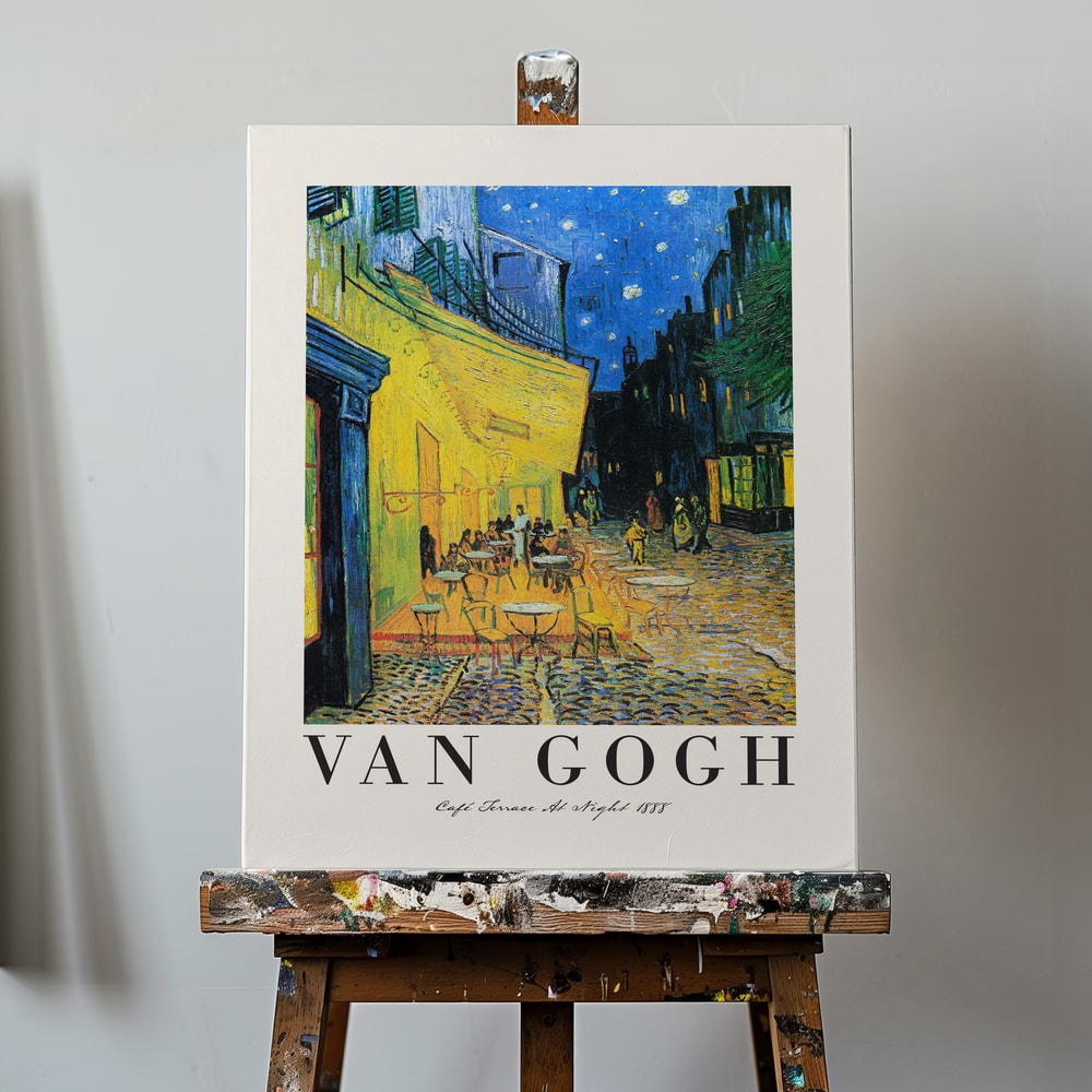 Ausstellungsplakat Vincent van Gogh mit dem Gemälde Caféterrasse am Abend