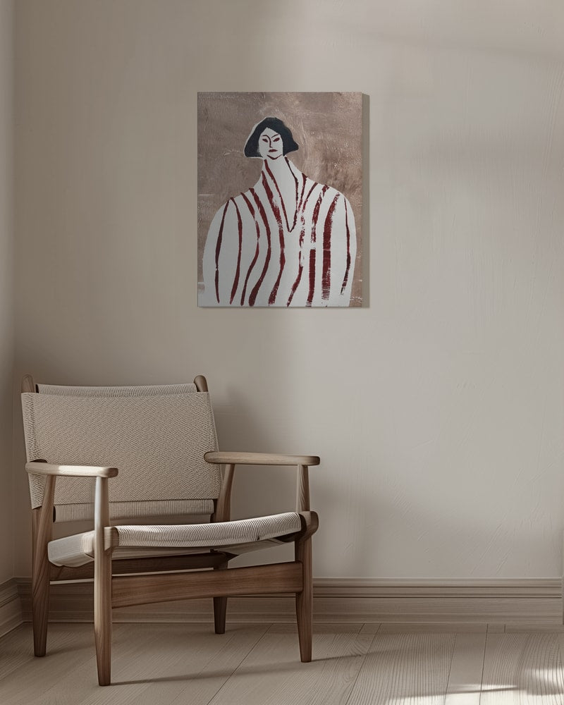 Frau im rot gestreiften Gewand