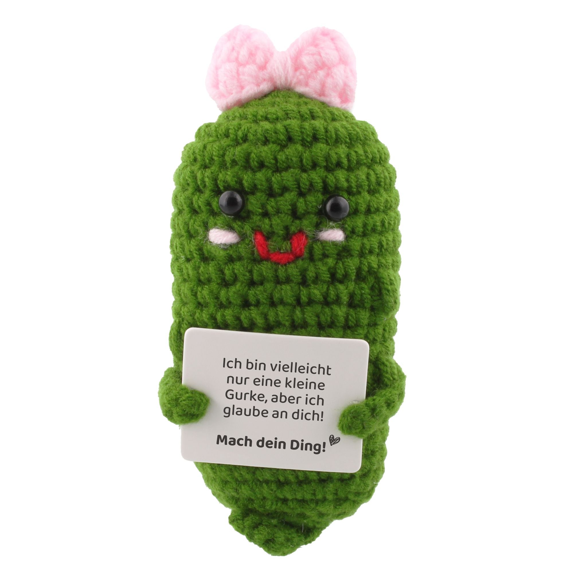 Gemüse Buddies Häkelfigur Gurke mit Schleife