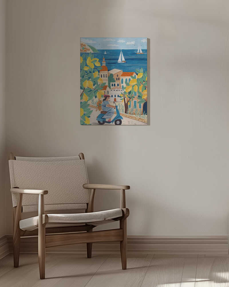 Travel poster woman on the Amalfi coast, Italy by Caroline Bonne Müller