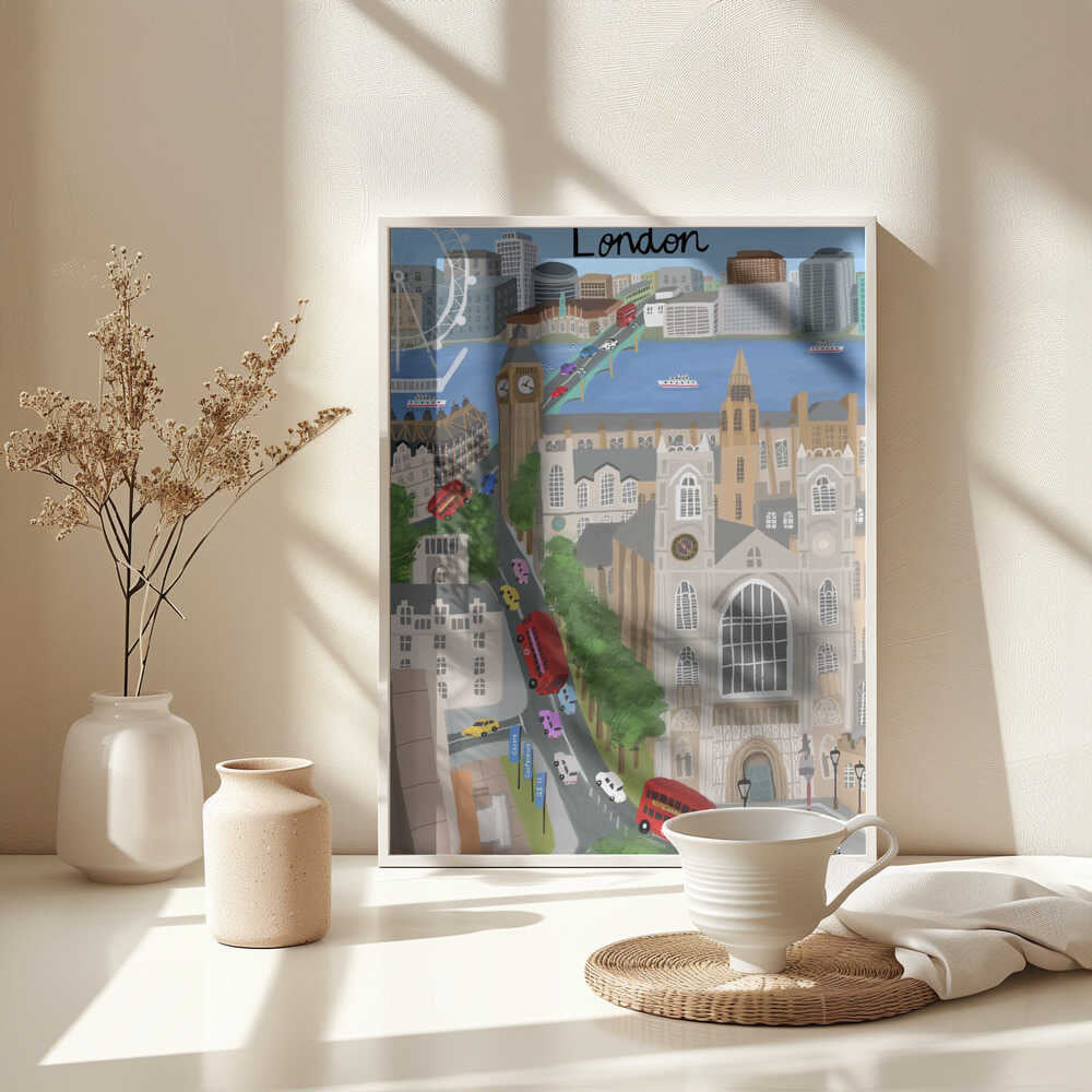 London City with View of the Thames River and Big Ben by Artist Carla Daly