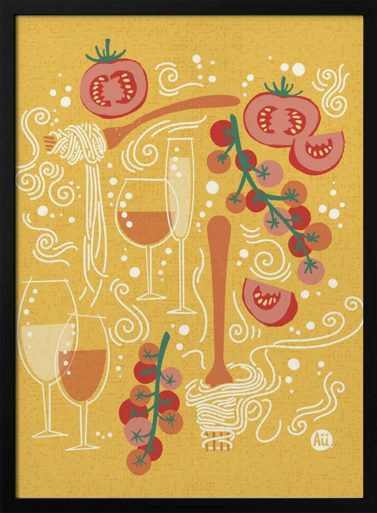 Pasta Paradise [yellow] Tomato and Wine – Playful Italian Pasta Illustration