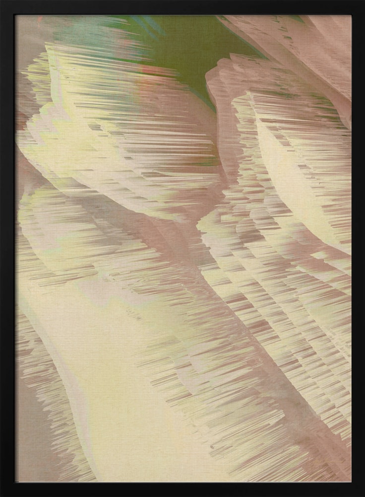 Abstrakte diagonale Wellen in Creme, Rosé und Grün