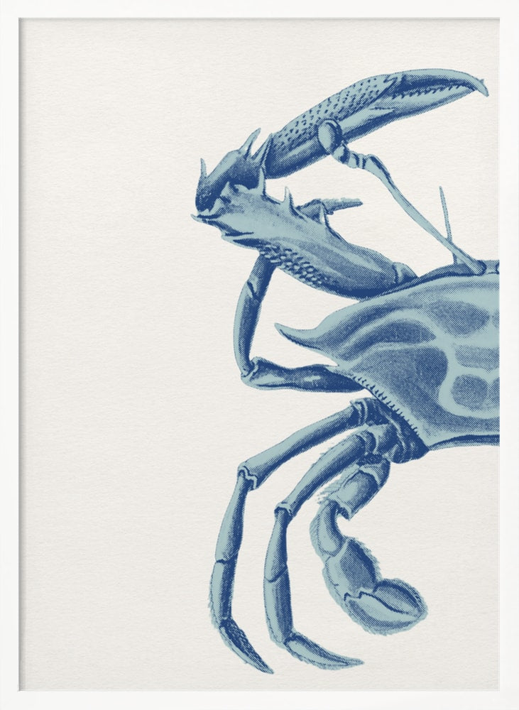 Vintage-Illustration einer blauen Krabbe auf hellem Hintergrund
