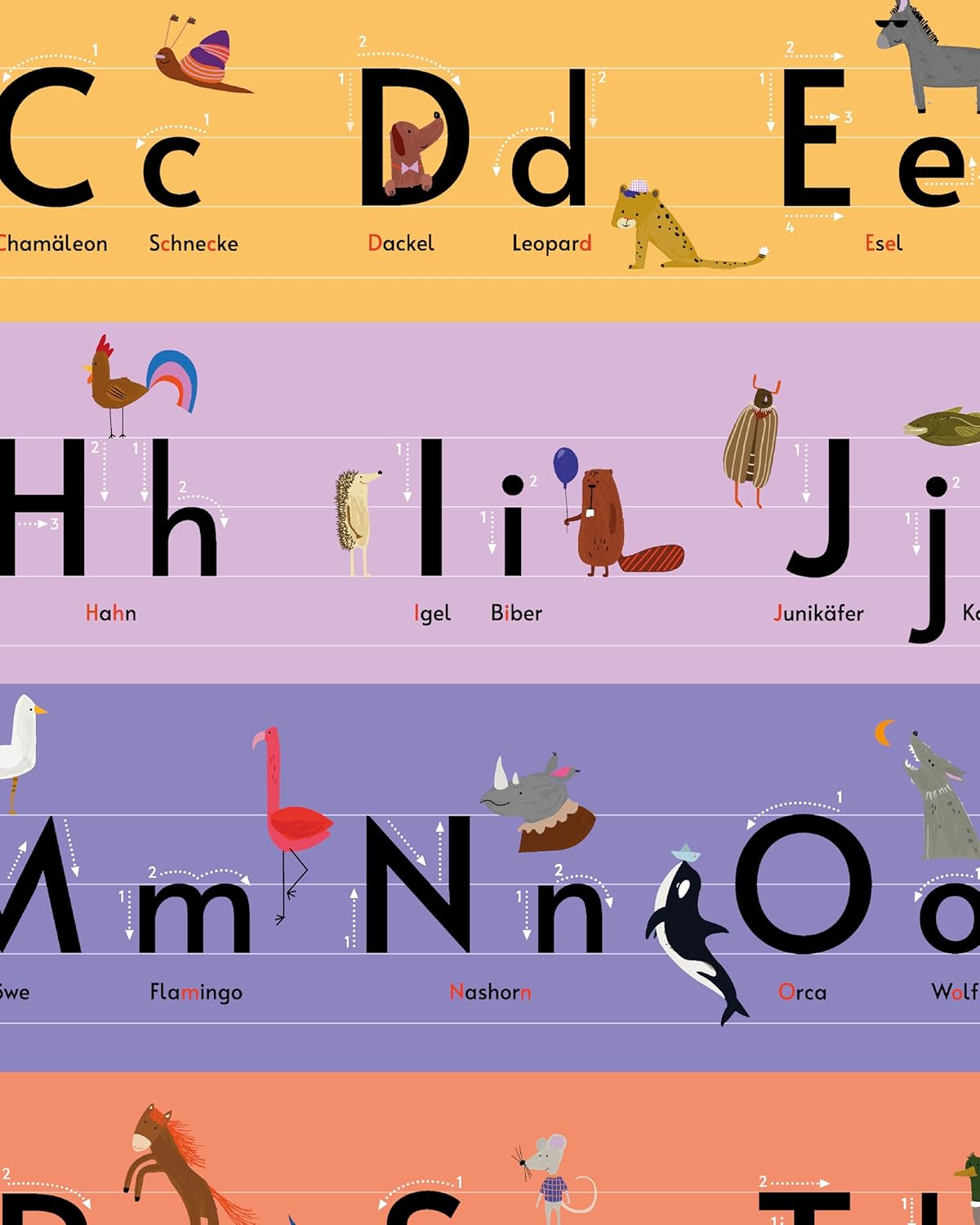 Personalisiertes ABC Poster mit Tiermotiven und Zählhilfe, 61 x 91,5 cm