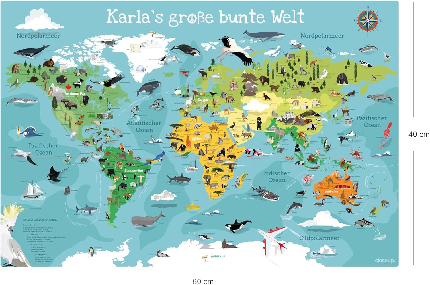 Welkarte Schreibtischunterlage mit Wunschnamen POD bunt