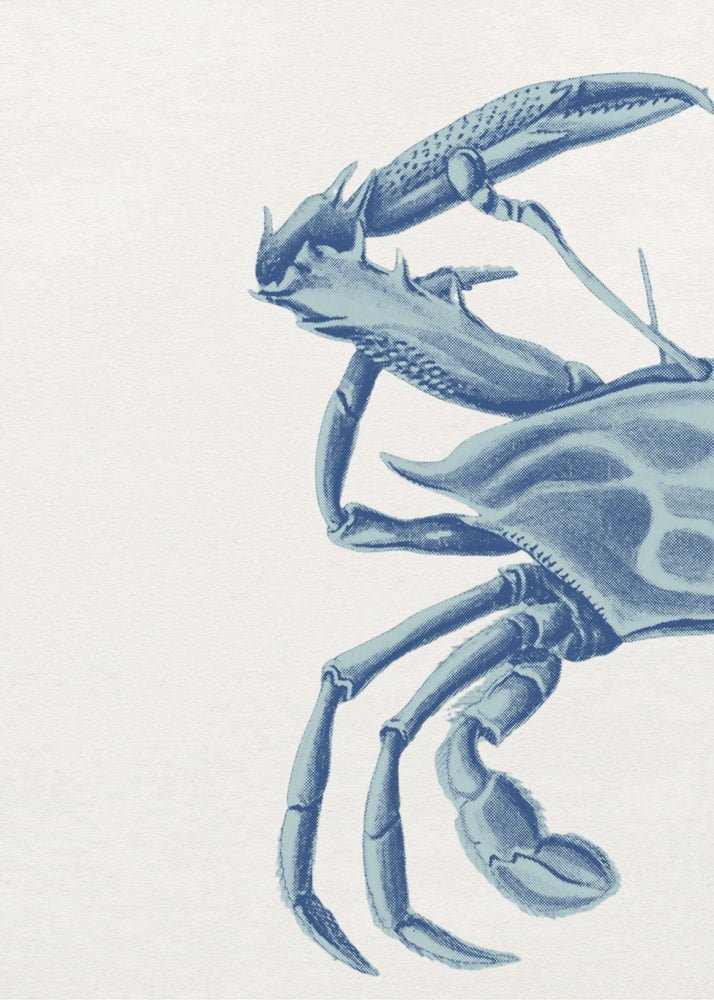 Vintage-Illustration einer blauen Krabbe auf hellem Hintergrund