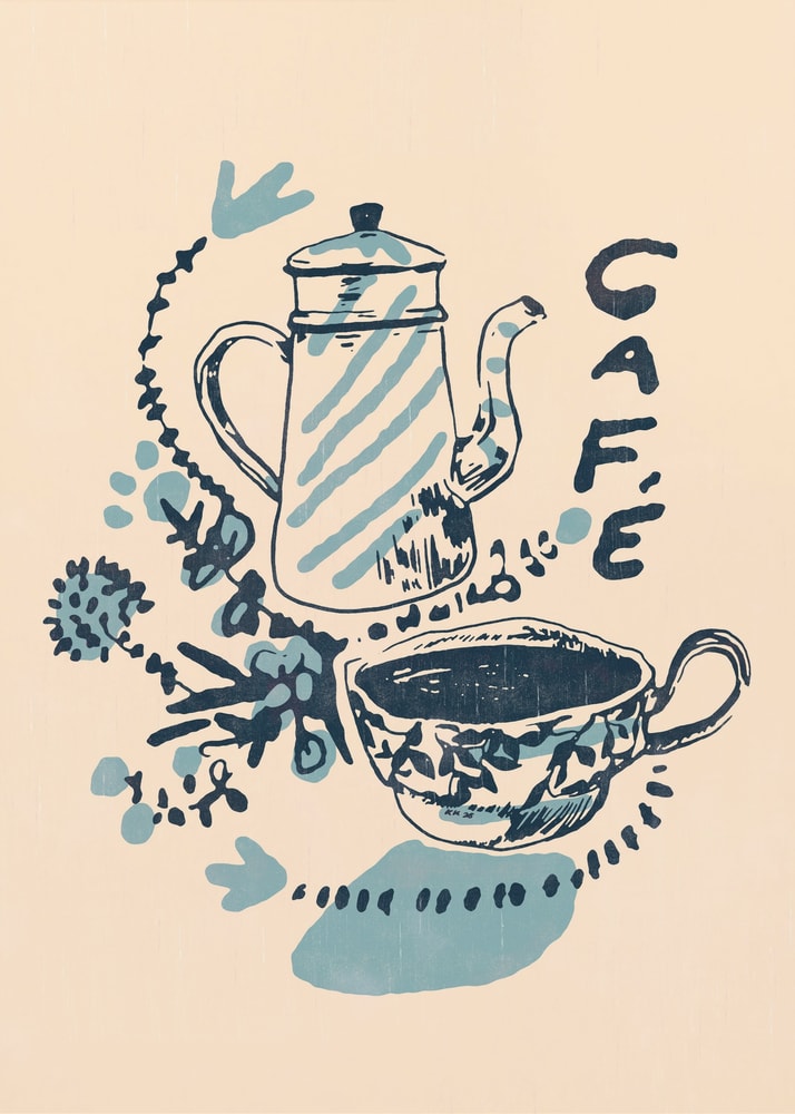 Café – Kaffeekanne und Tasse