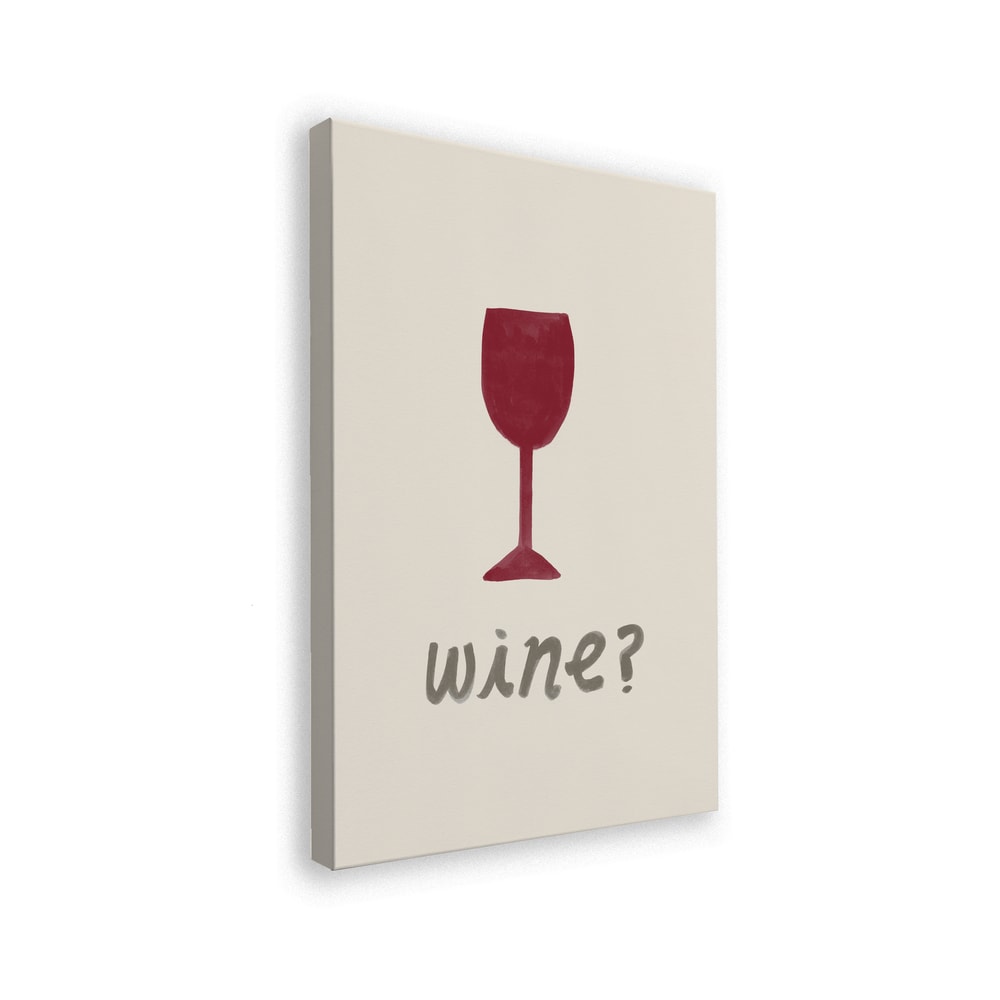 Gemaltes rotes Weinglas mit Schriftzug wine auf hellem Hintergrund