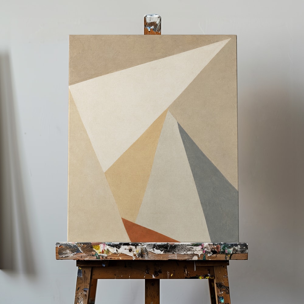Abstrakte geometrische Flächen in Beige, Weiß, Grau und Terrakotta