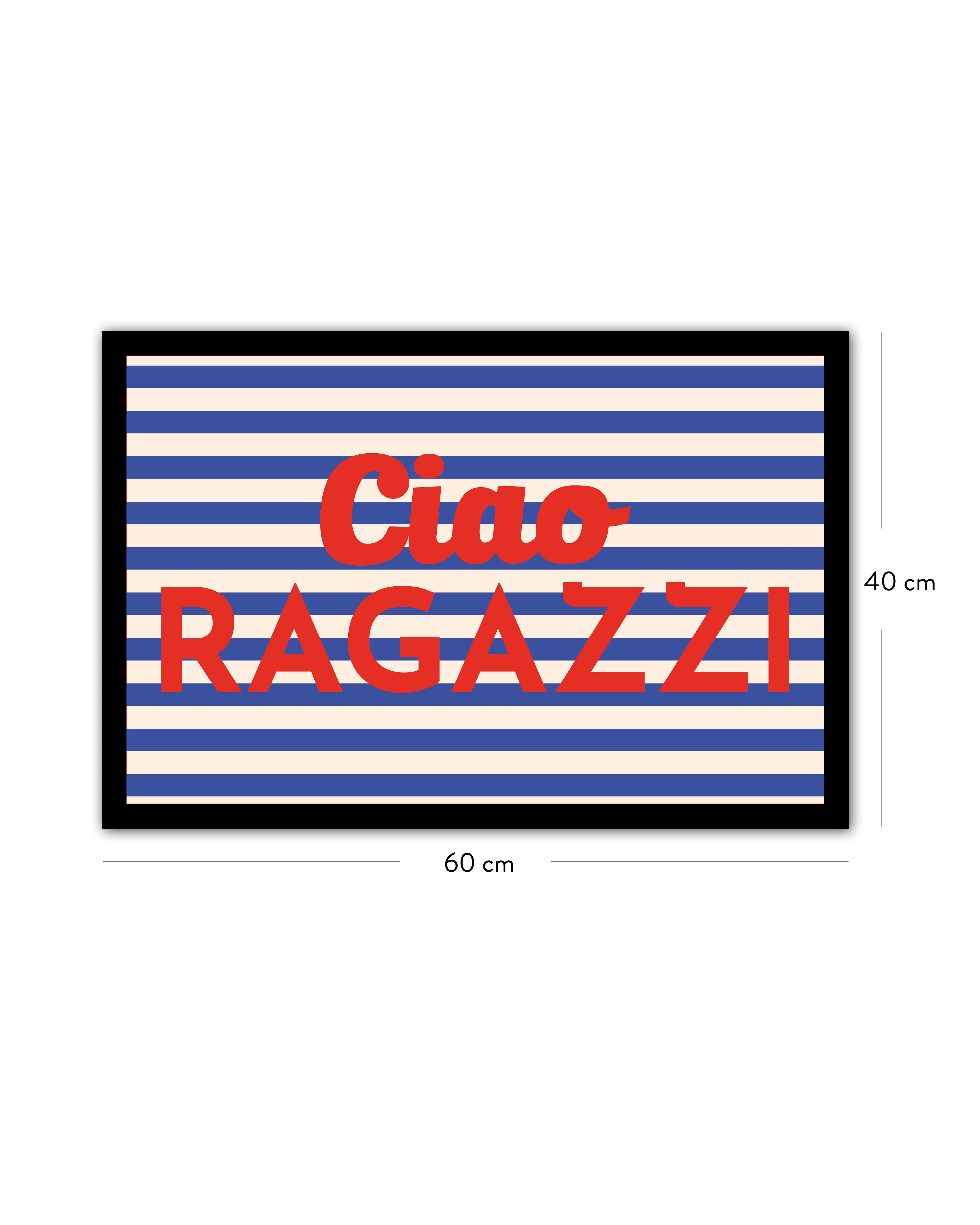 Ciao Ragazzi Statement Fußmatte - 60x40 cm - Blau/Rot