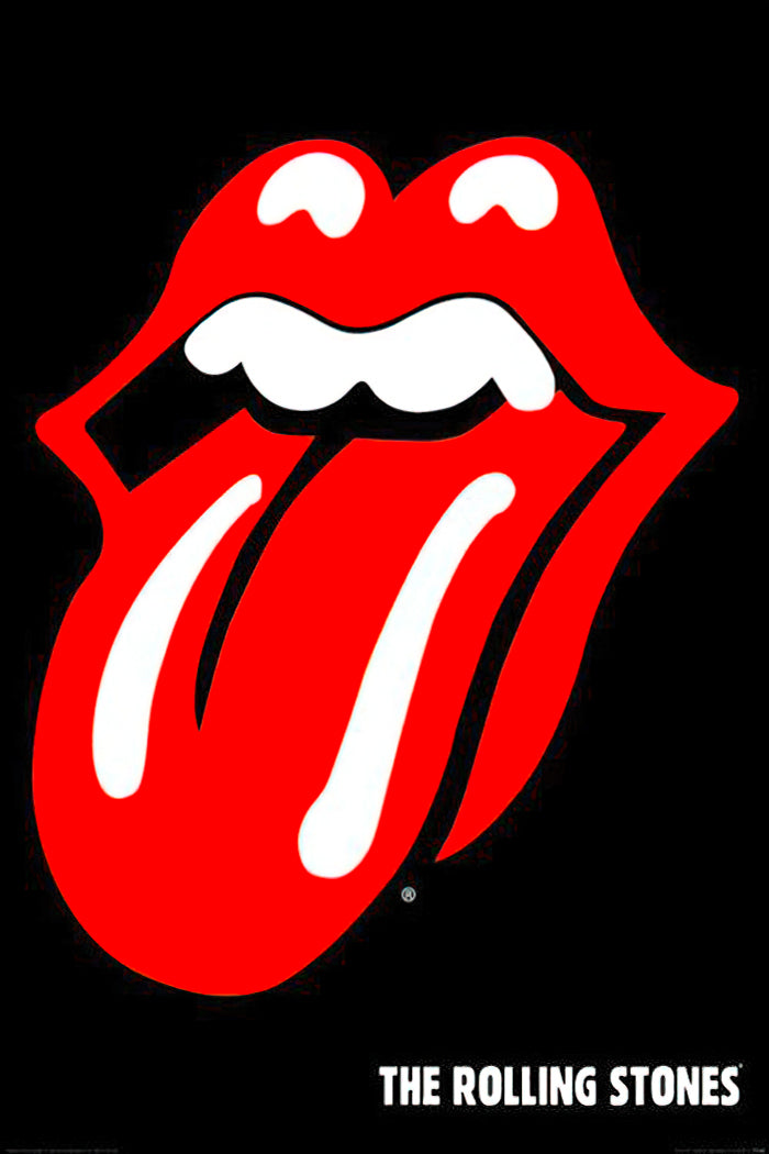 Lebendiges Rolling Stones Poster Logo mit ikonischem Zungen-Design, perfekt für rockige Akzente in jedem Raum.