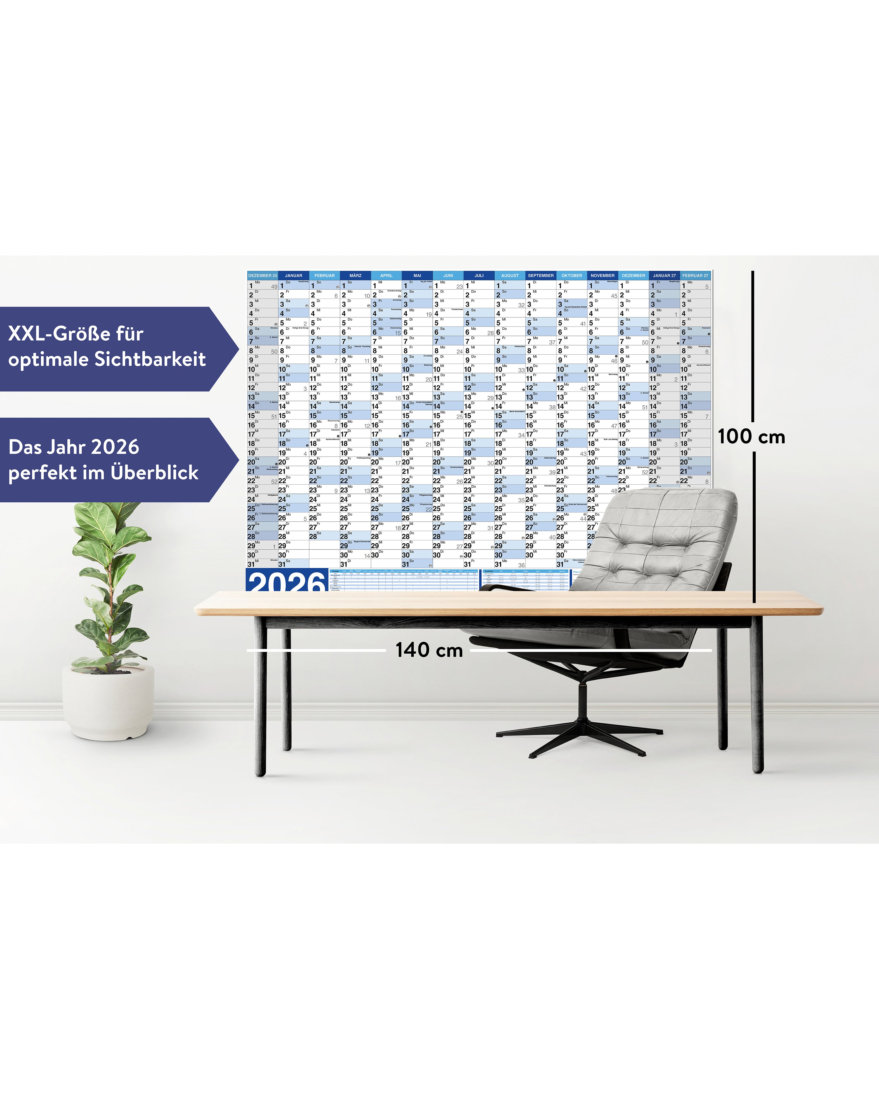 Wandkalender XXL Poster 2026 Papier 250 gr. / matt